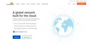 Strona główna Cloudflare, globalna sieć bezpieczeństwa.