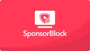 Logo SponsorBlock na czerwonym tle.
