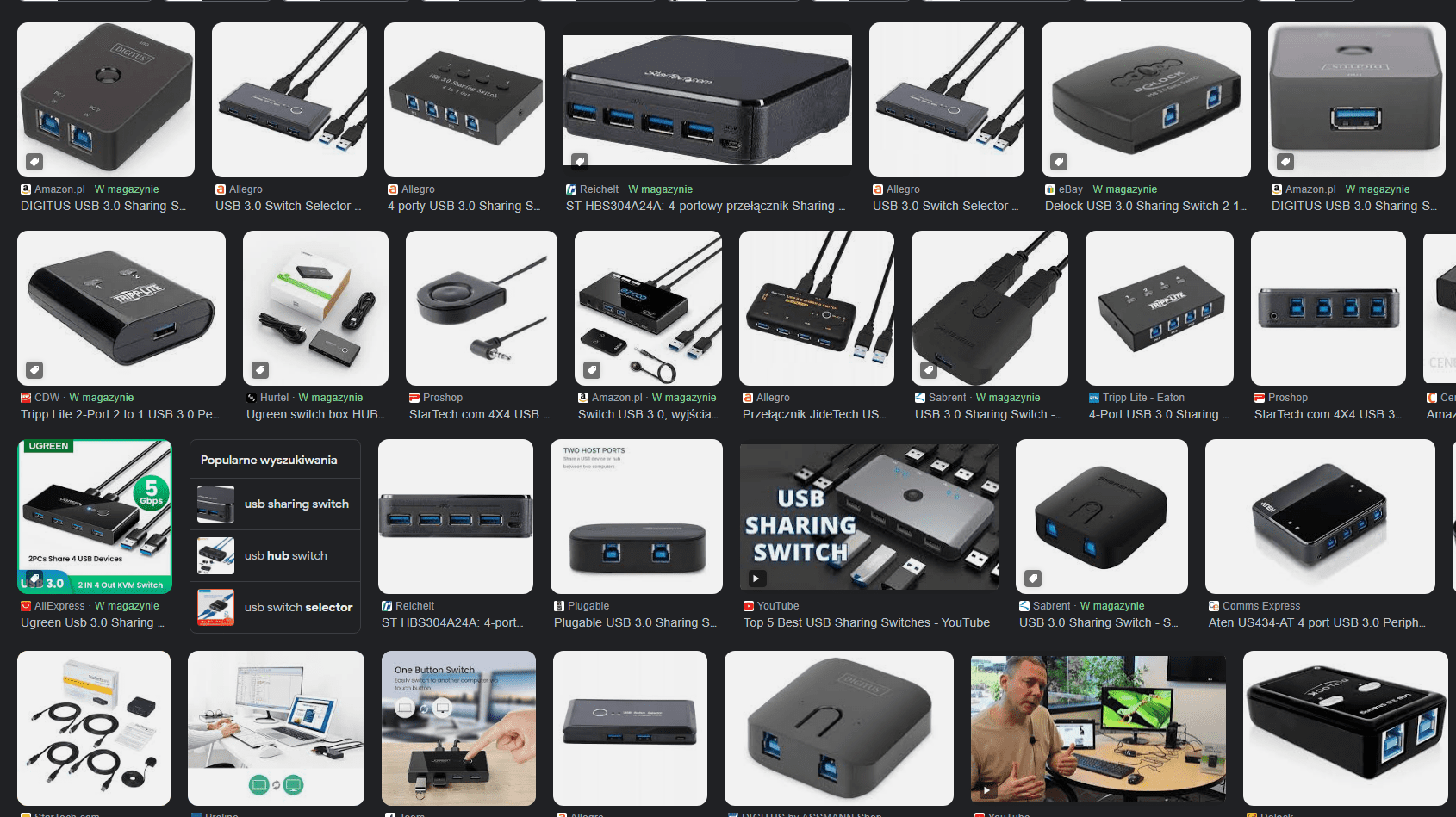 Przełączniki USB do współdzielenia urządzeń.