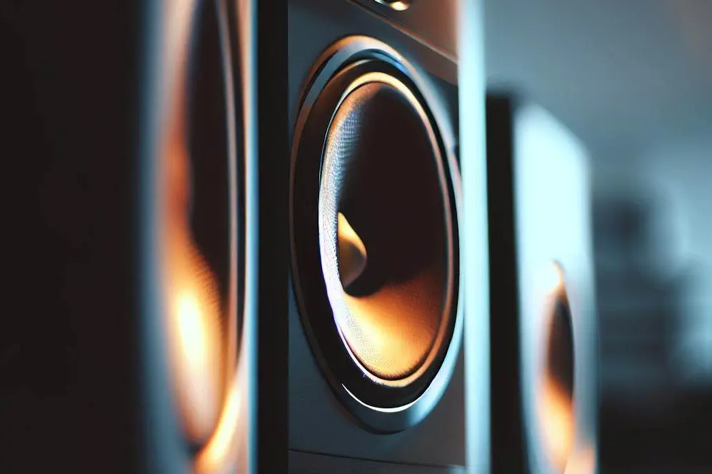 Głośnik Hi-Fi pierwszy plan oświetlenie.