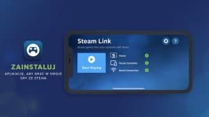 Smartfon z aplikacją Steam Link do gier.